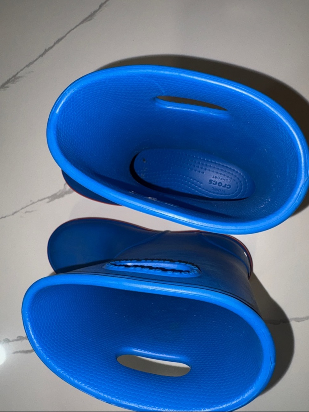 CROCS Blue Kids Rain Boots with Red-Trim Sole - Picture 5 of 5